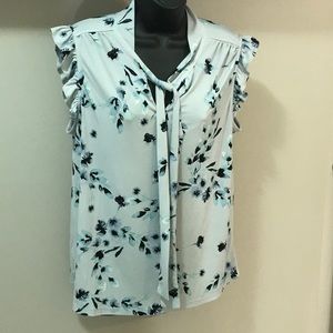 Calvin Klein Ruffled Short Sleeved Blouse
